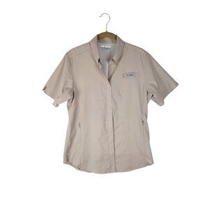 Columbia PFG Tamiami II Short Sleeve Shirt Khaki Fishing UPF Womens Size Medium